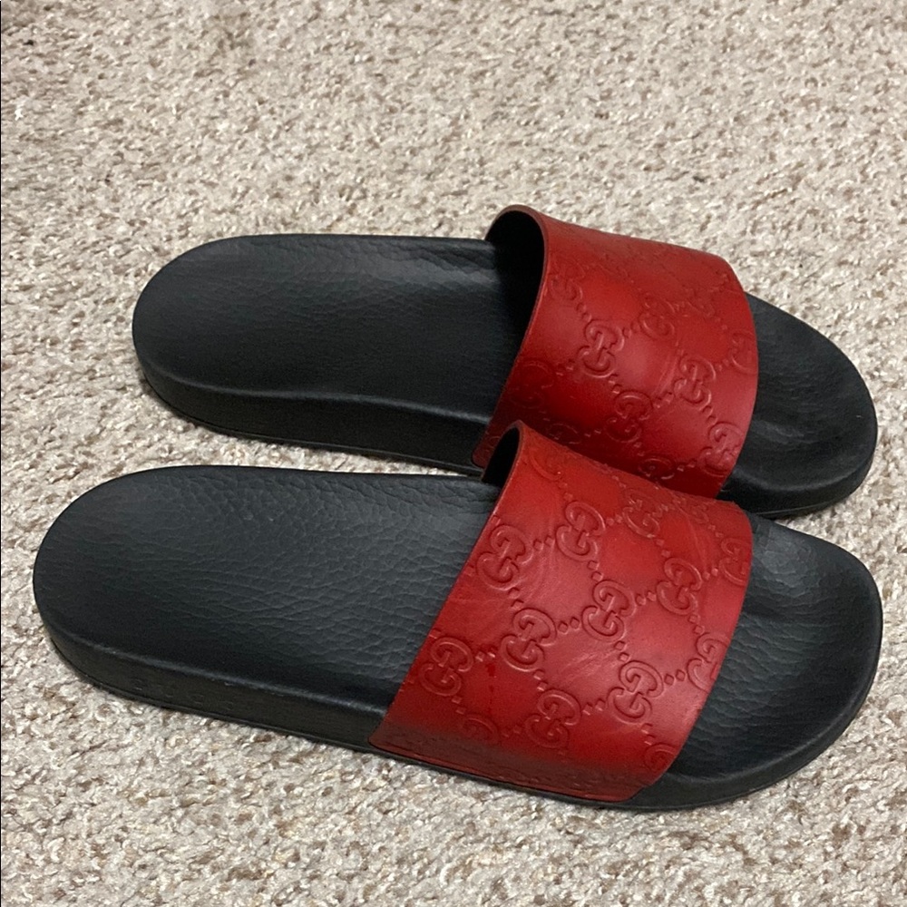 Authentic Gucci Red and Black Slides